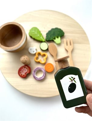 Waldorf Ahşap Oyuncak Kaseli Salata Seti 14 parça
