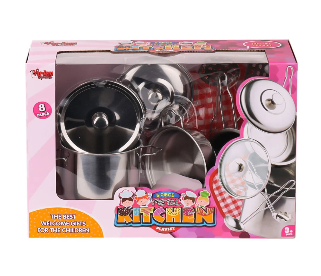 Çelik Tencere Tava Seti 8 Parça -Vardem Oyuncak