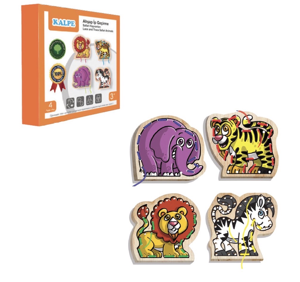 Ahşap İp Geçirme- Safari Hayvanlar