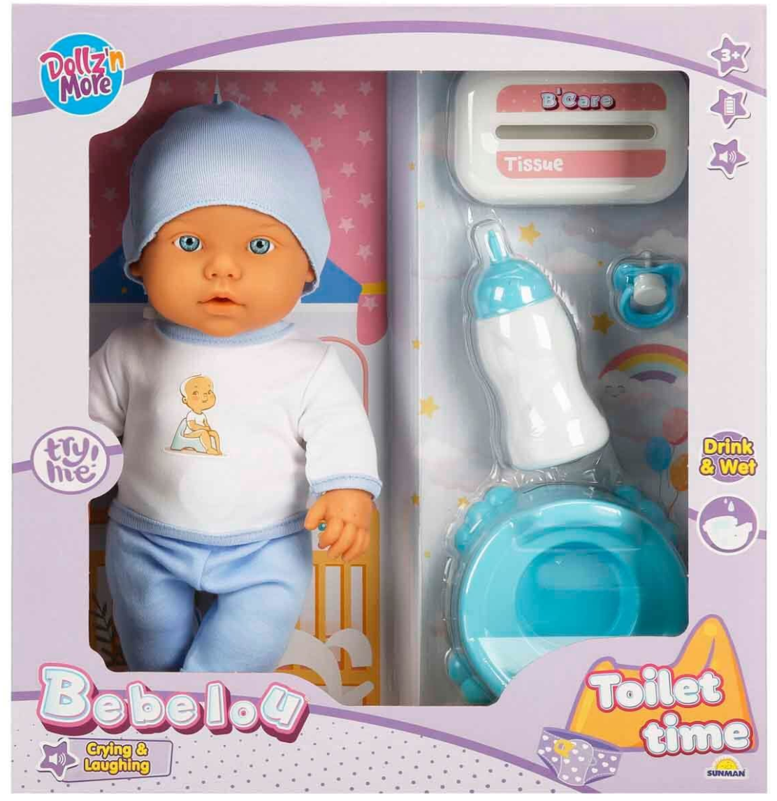 Sesli Bebelou Tuvalet Zamanı Bebek Seti 32 cm