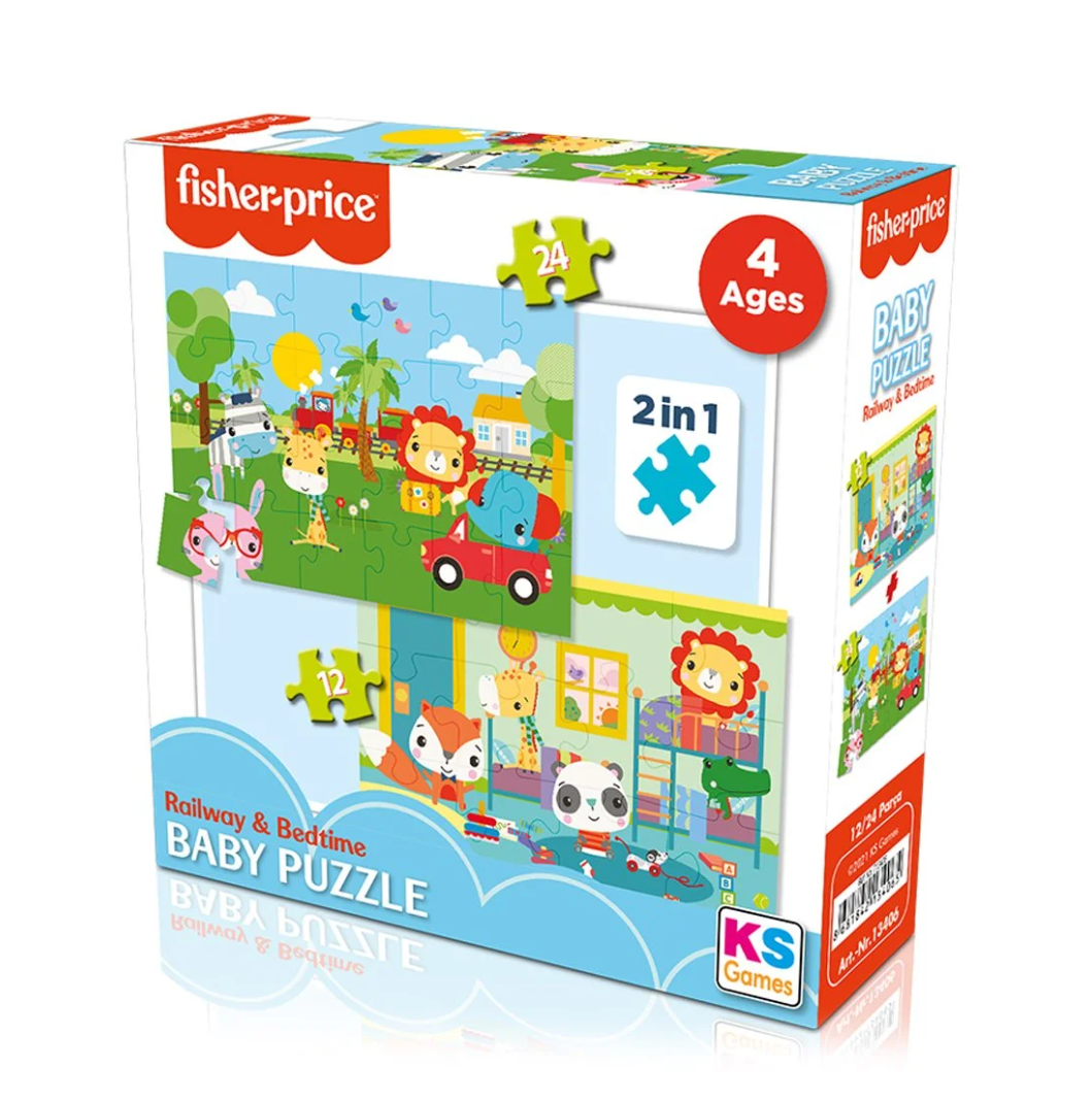 Fisher-Price Baby Puzzle - Railway & Bedtime / 12+24 Parça Puzzle