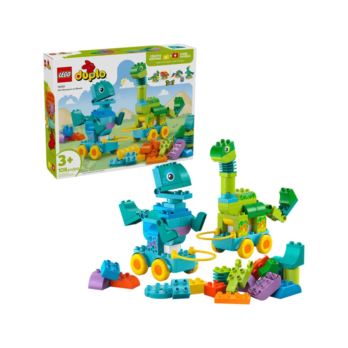 Lego Duplo 3'ü1 Arada Tekerlekli Dinozorlar 103 parça